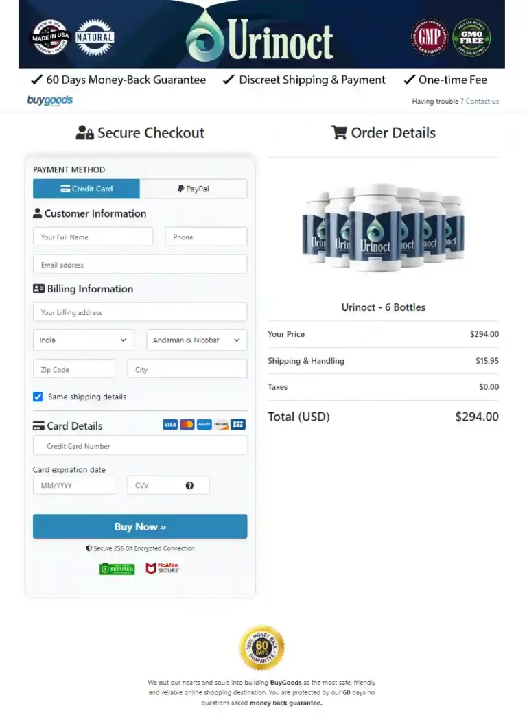 Urinoct Order Page